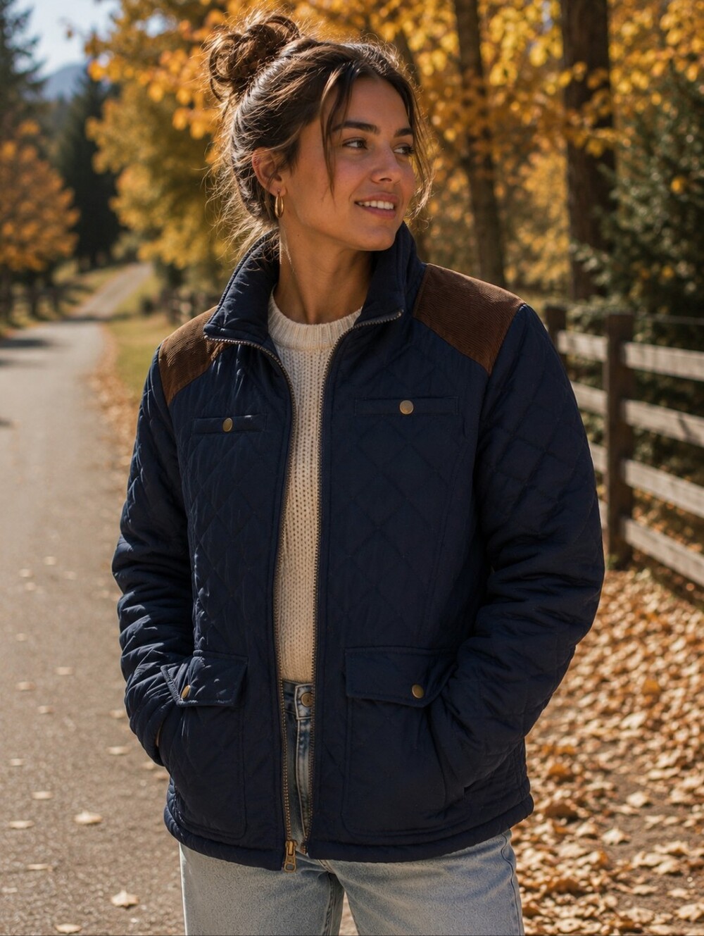 Cozy Quilted Fall Jacket Casual Campus Country Western Barn Utility College Med
